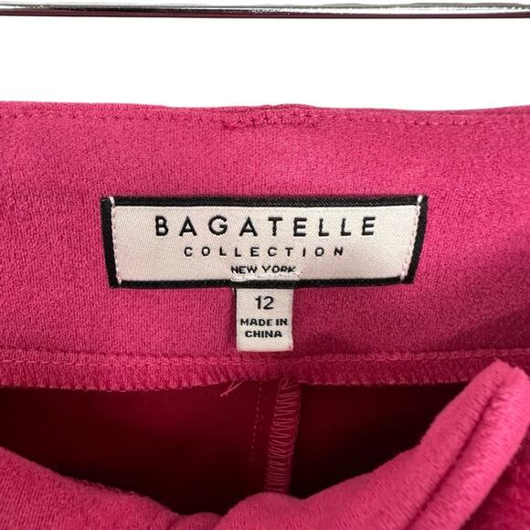 Bagatelle Collection Fuchsia Faux Suede High Rise Crop Wide Leg Trousers Size 12 - Picture 3 of 11